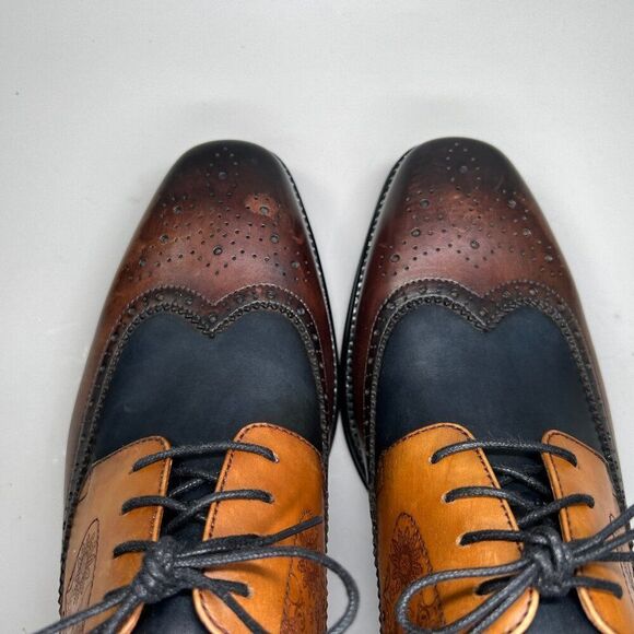 Leizilei Derby Men's Size 7 Leather Lace Up Wing Tip Brogue‎ Oxford Dress Shoes - Picture 11 of 16